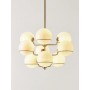 Lampa wisząca stelaż złoty klosze kremowobiałe Carey