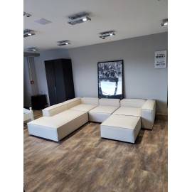 Sofa modułowa narożna lewostronna + puf złamana biel Lennon